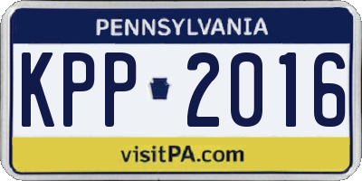 PA license plate KPP2016
