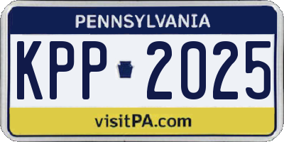 PA license plate KPP2025