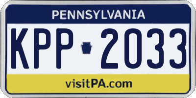 PA license plate KPP2033