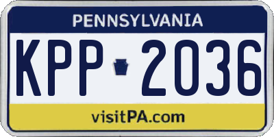 PA license plate KPP2036