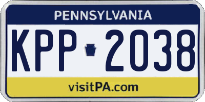 PA license plate KPP2038