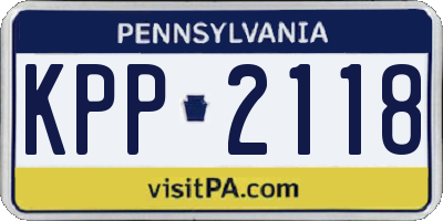 PA license plate KPP2118