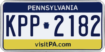 PA license plate KPP2182