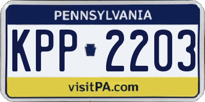 PA license plate KPP2203