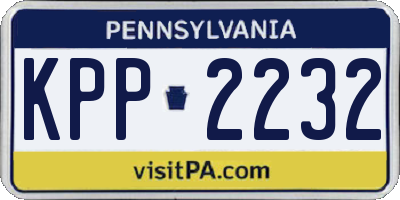 PA license plate KPP2232