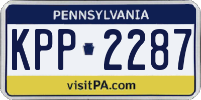 PA license plate KPP2287