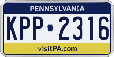 PA license plate KPP2316