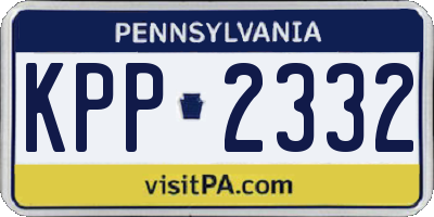 PA license plate KPP2332