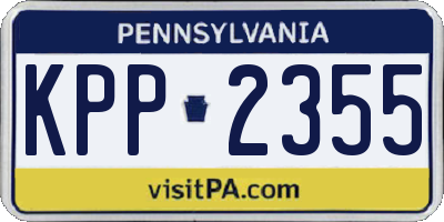 PA license plate KPP2355