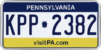 PA license plate KPP2382
