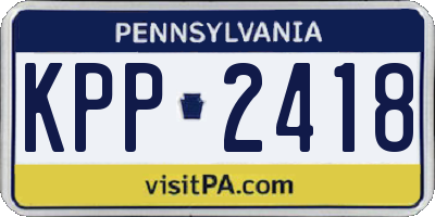 PA license plate KPP2418