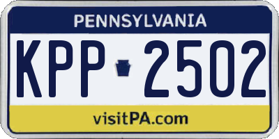 PA license plate KPP2502