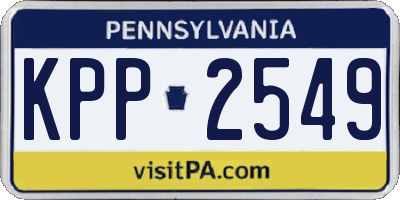 PA license plate KPP2549