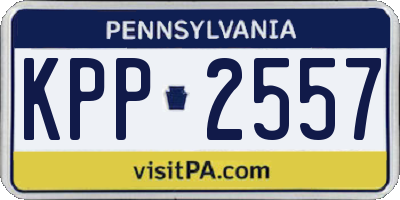PA license plate KPP2557