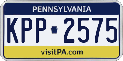 PA license plate KPP2575