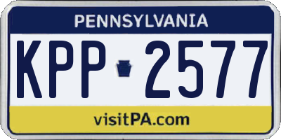 PA license plate KPP2577