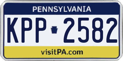 PA license plate KPP2582