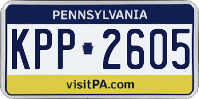 PA license plate KPP2605