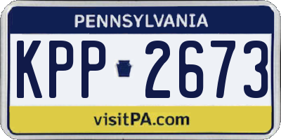 PA license plate KPP2673