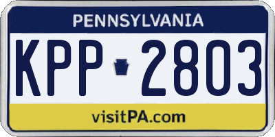 PA license plate KPP2803
