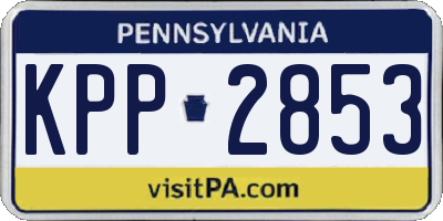 PA license plate KPP2853