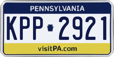 PA license plate KPP2921