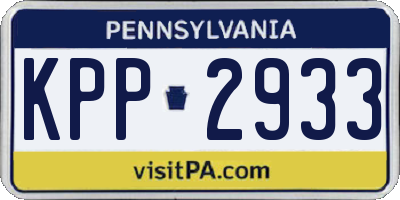 PA license plate KPP2933