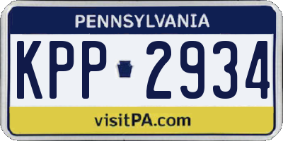 PA license plate KPP2934