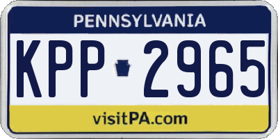 PA license plate KPP2965