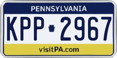 PA license plate KPP2967