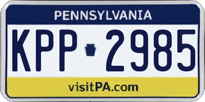 PA license plate KPP2985