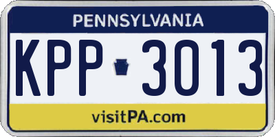 PA license plate KPP3013