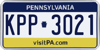 PA license plate KPP3021
