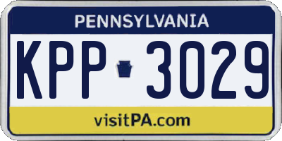 PA license plate KPP3029