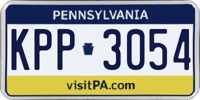 PA license plate KPP3054