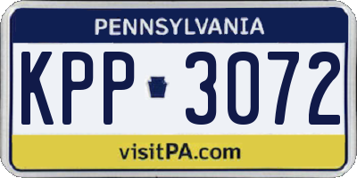 PA license plate KPP3072