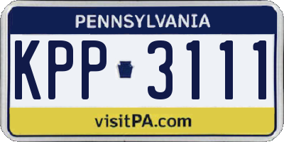 PA license plate KPP3111