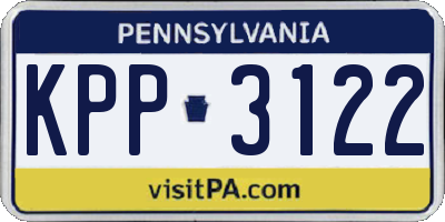 PA license plate KPP3122