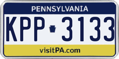 PA license plate KPP3133