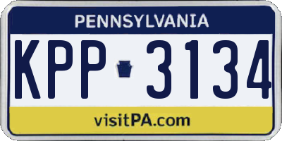 PA license plate KPP3134