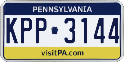 PA license plate KPP3144