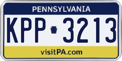 PA license plate KPP3213