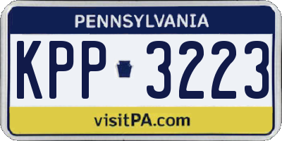 PA license plate KPP3223