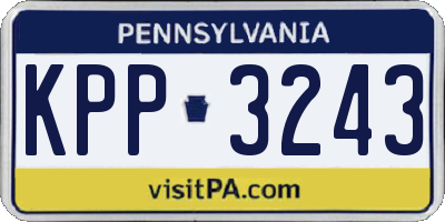PA license plate KPP3243