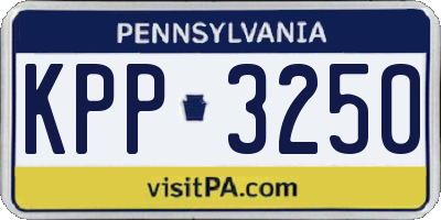 PA license plate KPP3250
