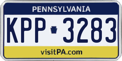 PA license plate KPP3283
