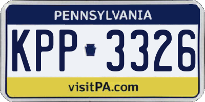 PA license plate KPP3326