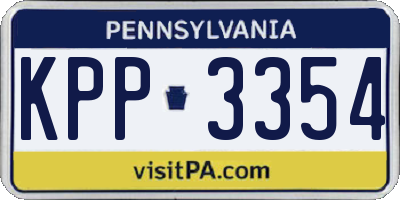 PA license plate KPP3354