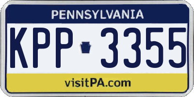 PA license plate KPP3355
