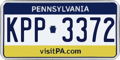 PA license plate KPP3372